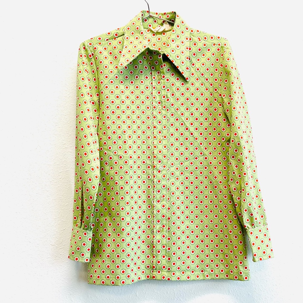 Vintage Patterned Butterfly Collar Women’s Blouse Shirt M